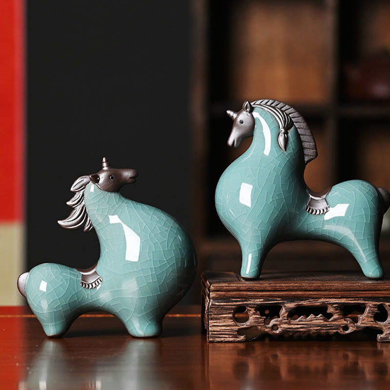 Nimara Ritual Head Down Up Horse Ceramic Success Freedom Home Decoration