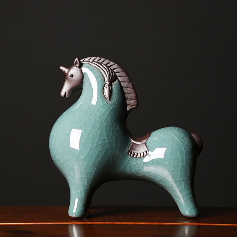 Nimara Ritual Head Down Up Horse Ceramic Success Freedom Home Decoration