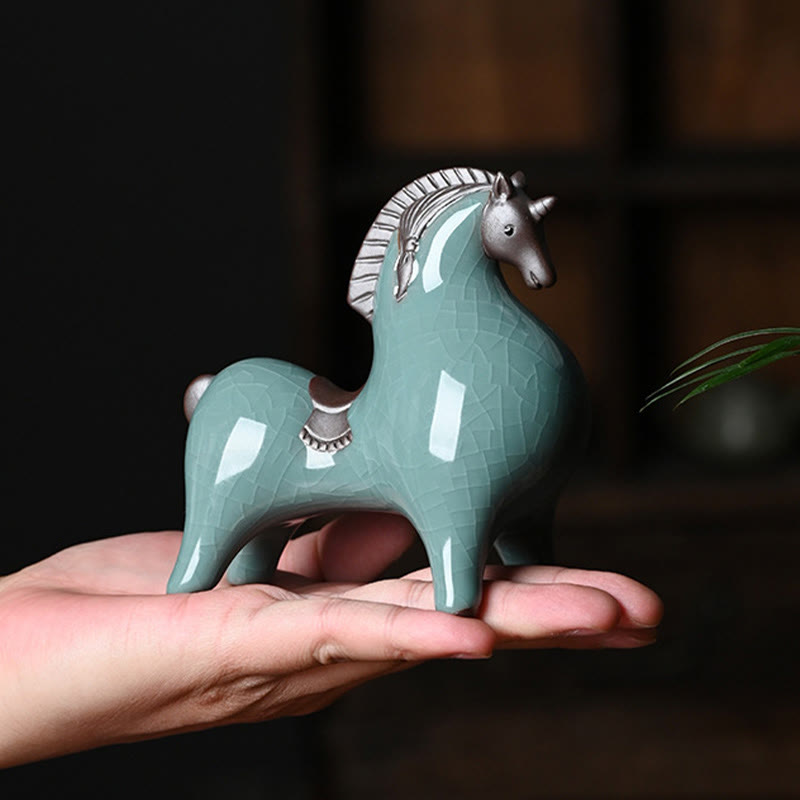 Nimara Ritual Head Down Up Horse Ceramic Success Freedom Home Decoration