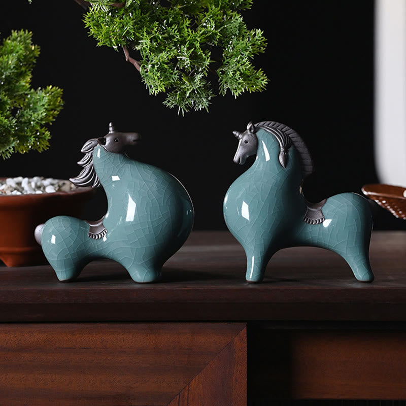 Nimara Ritual Head Down Up Horse Ceramic Success Freedom Home Decoration