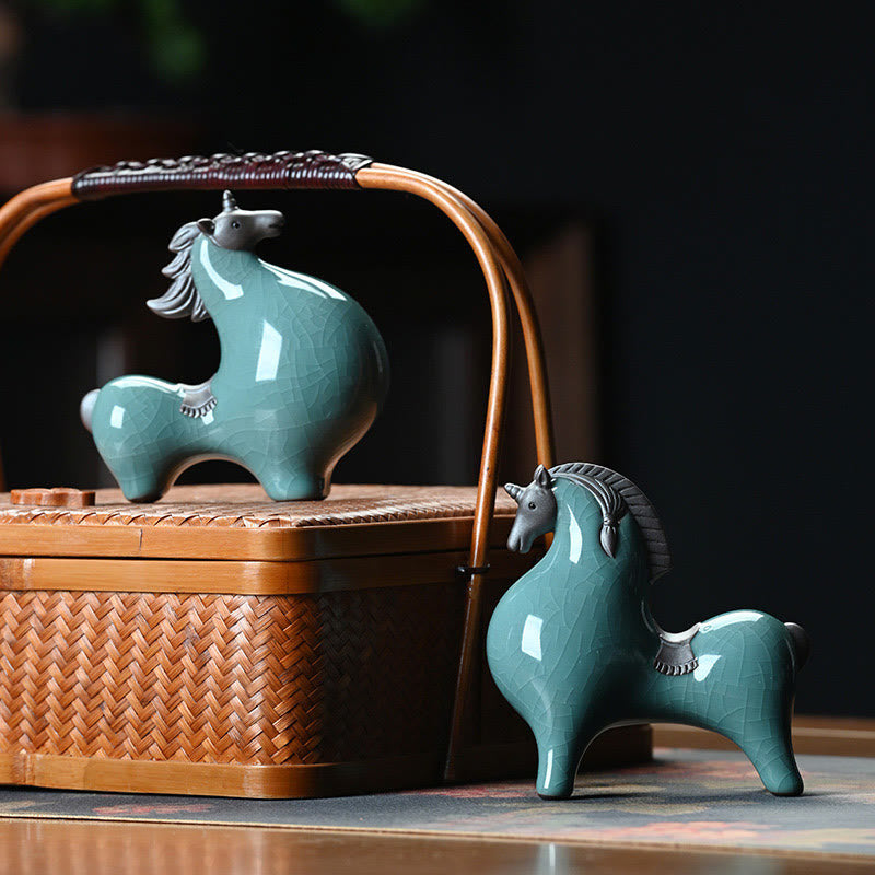 Nimara Ritual Head Down Up Horse Ceramic Success Freedom Home Decoration