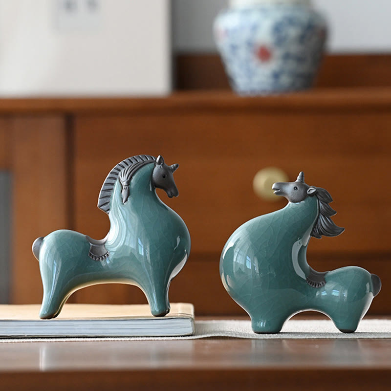 Nimara Ritual Head Down Up Horse Ceramic Success Freedom Home Decoration