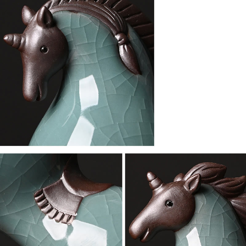 Nimara Ritual Head Down Up Horse Ceramic Success Freedom Home Decoration