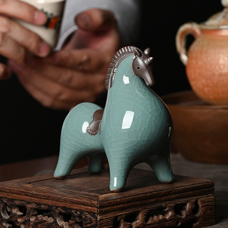 Nimara Ritual Head Down Up Horse Ceramic Success Freedom Home Decoration