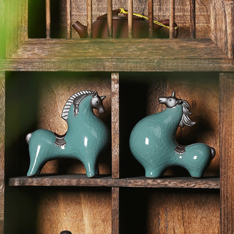 Nimara Ritual Head Down Up Horse Ceramic Success Freedom Home Decoration