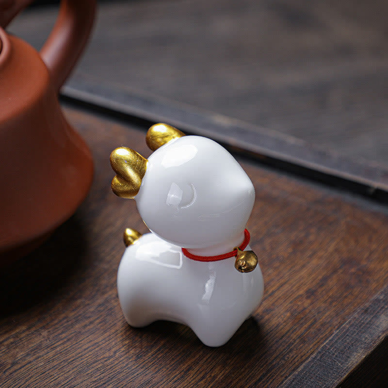Nimara Ritual Mini Deer Tea Pet Ceramic Home Desk Figurine Decoration