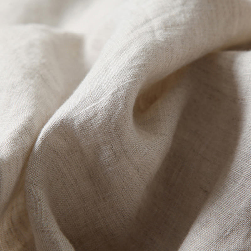 Nimara Ritual Plain Color Cotton Linen High Waist Wide Leg Pants With Pockets