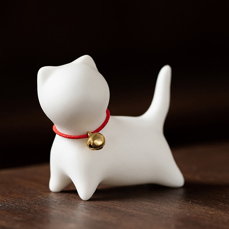 Nimara Ritual Mini Cute Standing Lying Cat Tea Pet Ceramic Home Desk Figurine Decoration