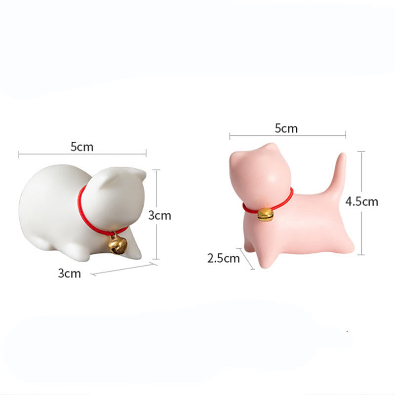 Nimara Ritual Mini Cute Standing Lying Cat Tea Pet Ceramic Home Desk Figurine Decoration
