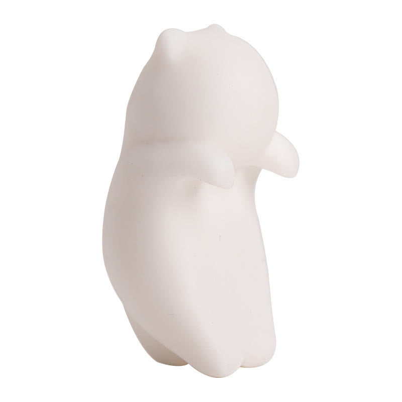 Nimara Ritual Mini Hanging White Cat Tea Pet Ceramic Home Desk Figurine Decoration