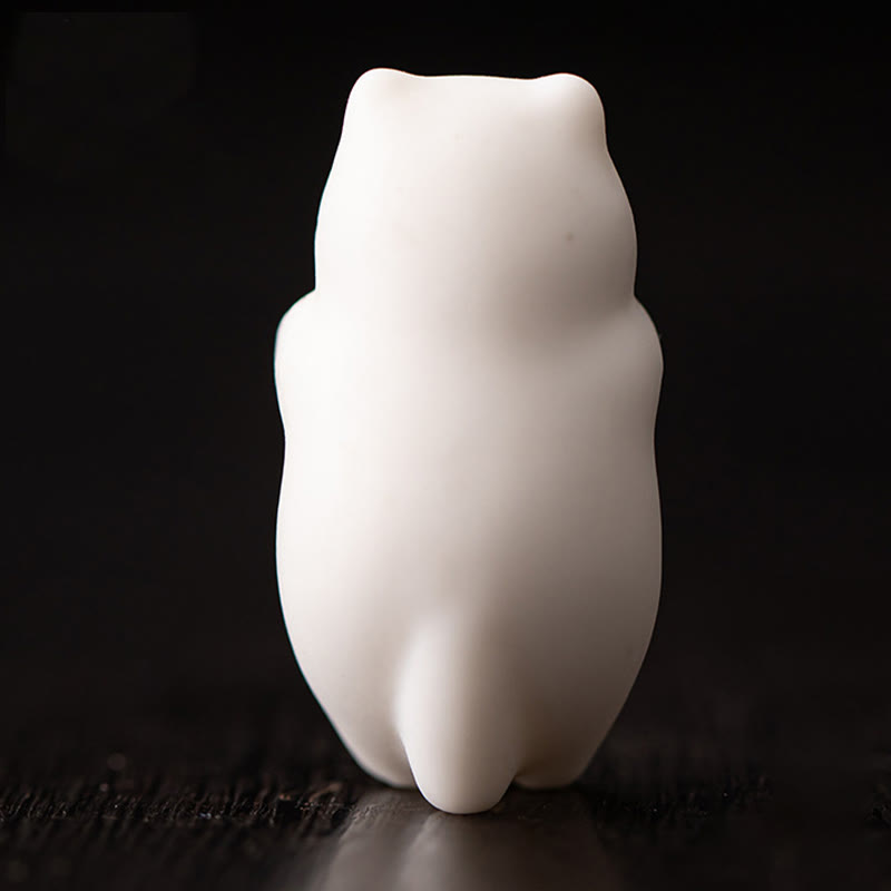 Nimara Ritual Mini Hanging White Cat Tea Pet Ceramic Home Desk Figurine Decoration