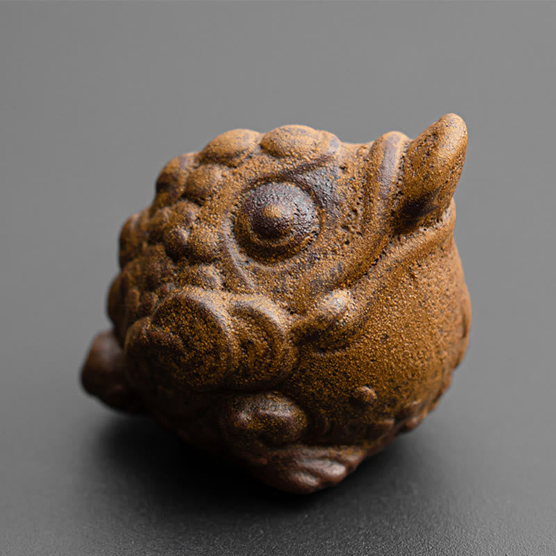 Nimara Ritual Mini Standing Cat Feng Shui Frog Toad Tea Pet Ceramic Home Desk Figurine Decoration