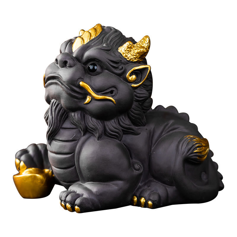 Nimara Ritual PiXiu Ingot Ball Purple Clay Ceramic Tea Pet Wealth Home Figurine Decoration