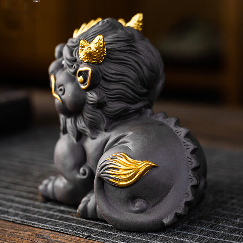 Nimara Ritual PiXiu Ingot Ball Purple Clay Ceramic Tea Pet Wealth Home Figurine Decoration