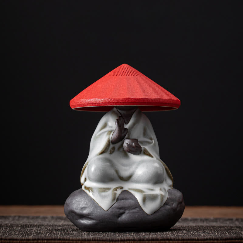 Nimara Ritual Little Zen Monk Hat Strainer Ceramic Tea Accessories Figurine Home Decoration