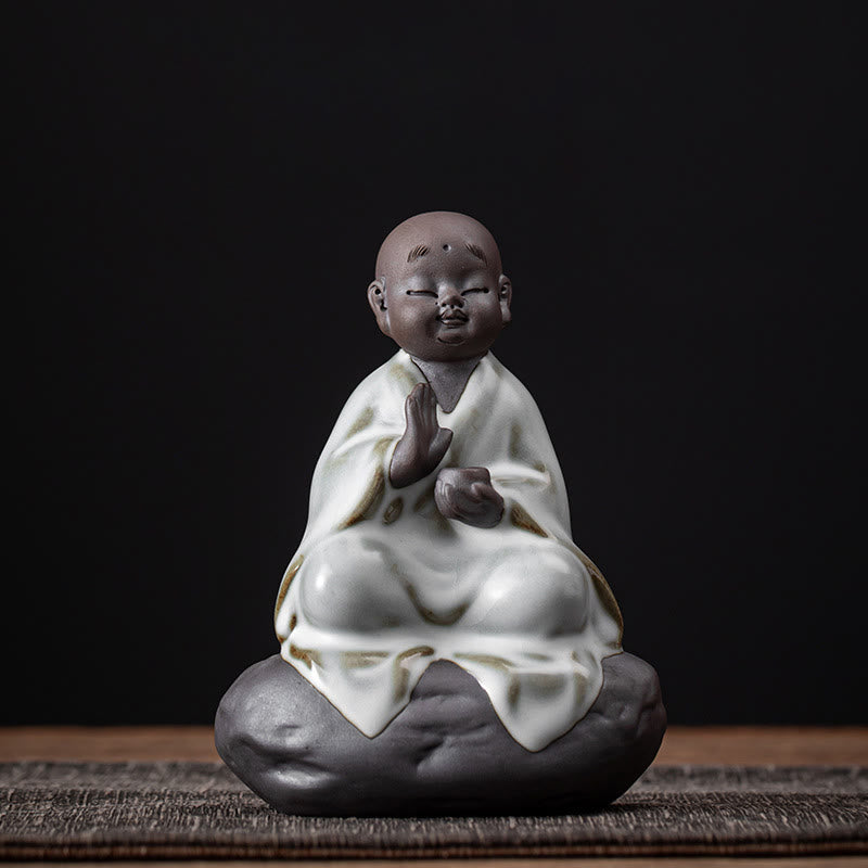 Nimara Ritual Little Zen Monk Hat Strainer Ceramic Tea Accessories Figurine Home Decoration