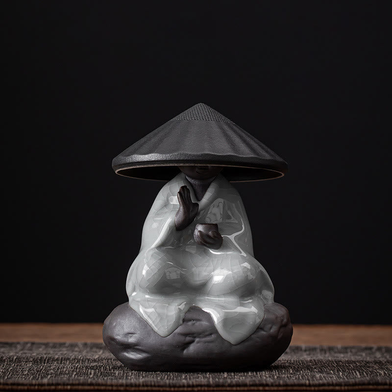 Nimara Ritual Little Zen Monk Hat Strainer Ceramic Tea Accessories Figurine Home Decoration