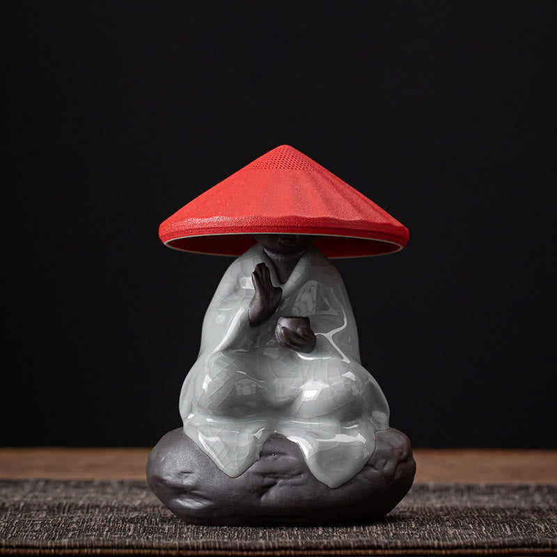 Nimara Ritual Little Zen Monk Hat Strainer Ceramic Tea Accessories Figurine Home Decoration