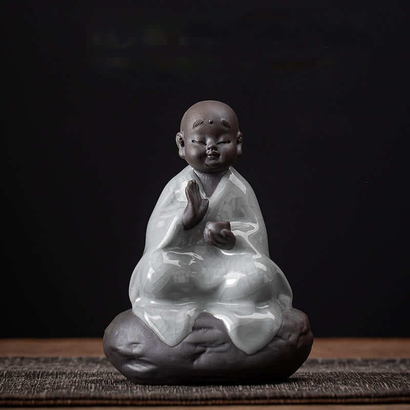 Nimara Ritual Little Zen Monk Hat Strainer Ceramic Tea Accessories Figurine Home Decoration