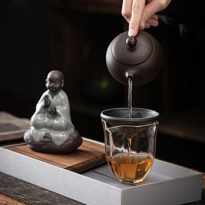 Nimara Ritual Little Zen Monk Hat Strainer Ceramic Tea Accessories Figurine Home Decoration