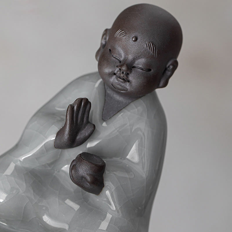 Nimara Ritual Little Zen Monk Hat Strainer Ceramic Tea Accessories Figurine Home Decoration