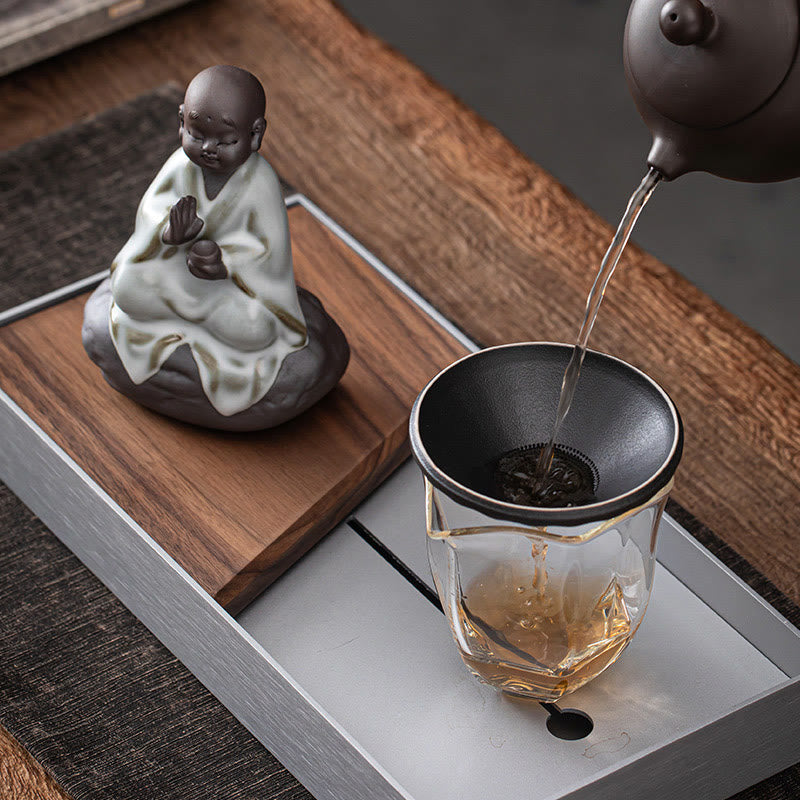 Nimara Ritual Little Zen Monk Hat Strainer Ceramic Tea Accessories Figurine Home Decoration