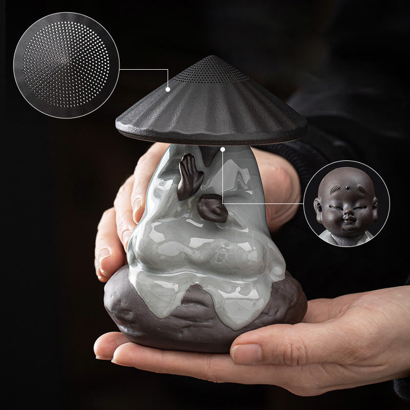 Nimara Ritual Little Zen Monk Hat Strainer Ceramic Tea Accessories Figurine Home Decoration