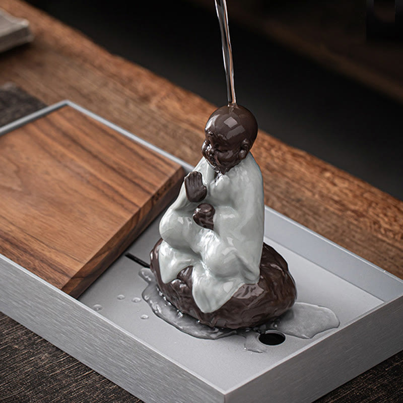 Nimara Ritual Little Zen Monk Hat Strainer Ceramic Tea Accessories Figurine Home Decoration