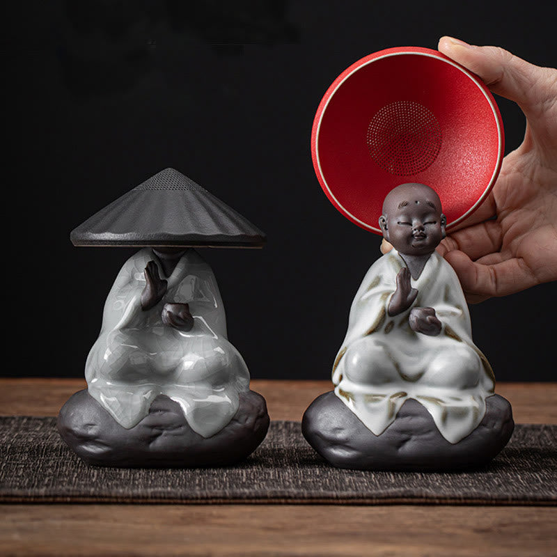 Nimara Ritual Little Zen Monk Hat Strainer Ceramic Tea Accessories Figurine Home Decoration