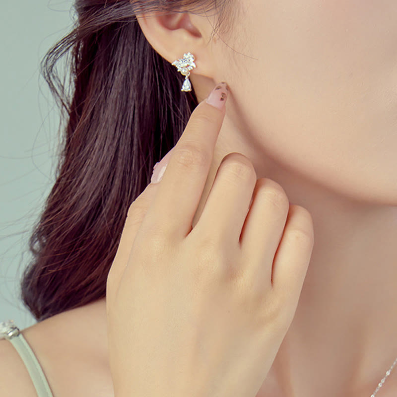 Nimara Ritual Hetian Jade 925 Sterling Silver Cubic Zirconia Pearl Abundance Earrings