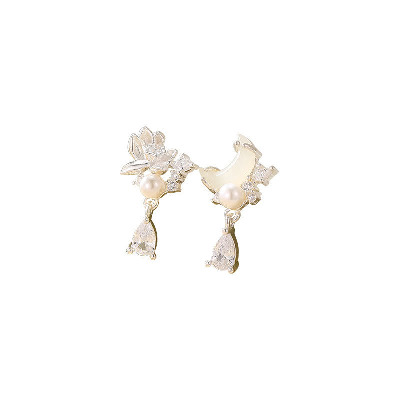 Nimara Ritual Hetian Jade 925 Sterling Silver Cubic Zirconia Pearl Abundance Earrings