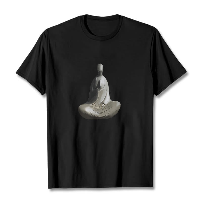 Nimara Ritual Gray Formless Buddha Pattern Cotton Tee T-shirt