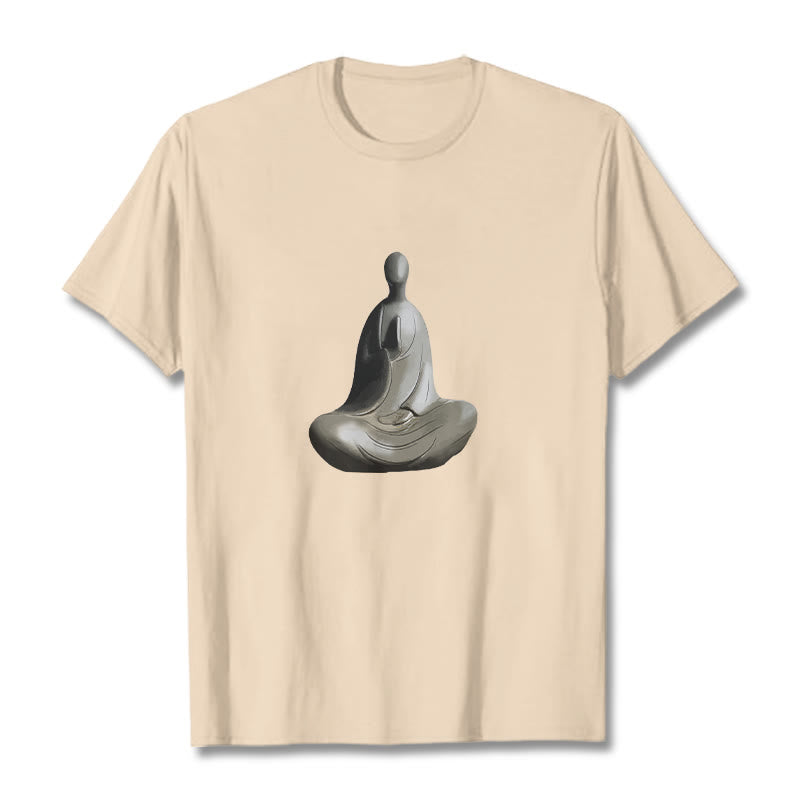 Nimara Ritual Gray Formless Buddha Pattern Cotton Tee T-shirt