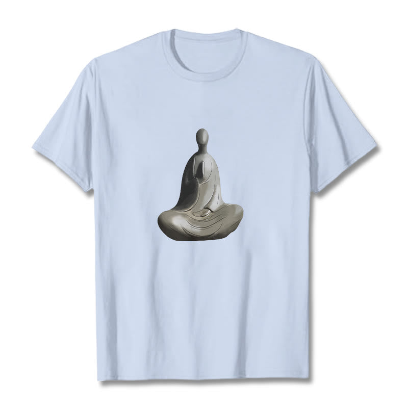 Nimara Ritual Gray Formless Buddha Pattern Cotton Tee T-shirt