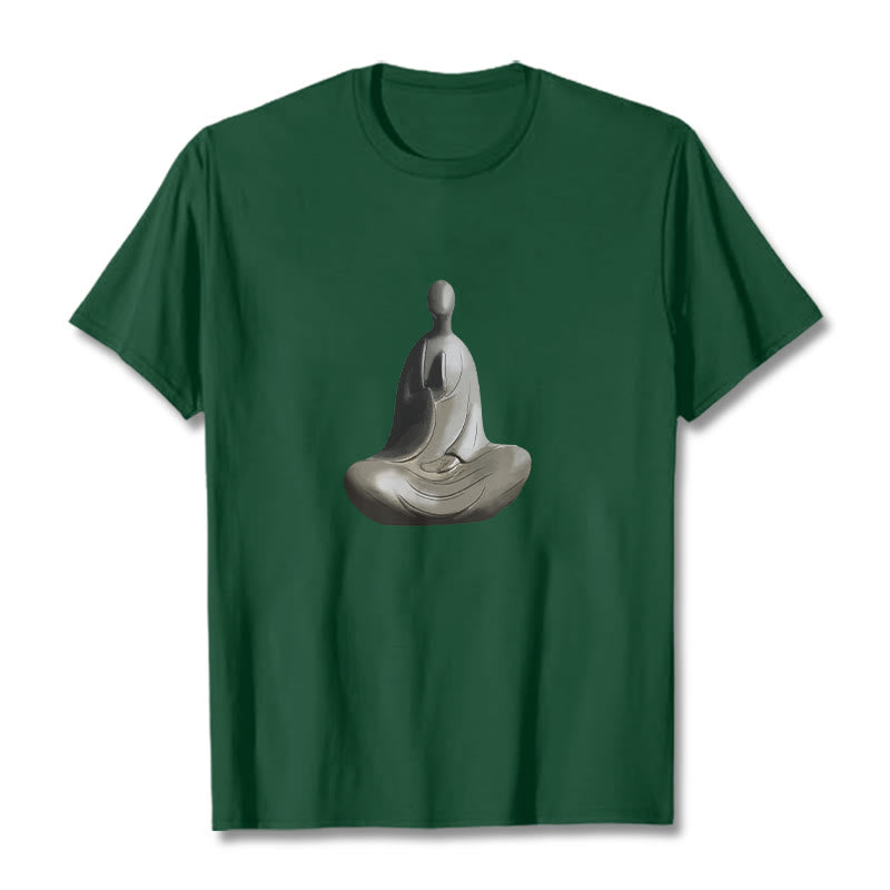 Nimara Ritual Gray Formless Buddha Pattern Cotton Tee T-shirt