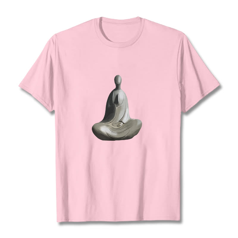 Nimara Ritual Gray Formless Buddha Pattern Cotton Tee T-shirt