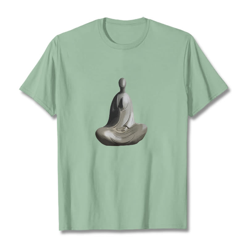 Nimara Ritual Gray Formless Buddha Pattern Cotton Tee T-shirt