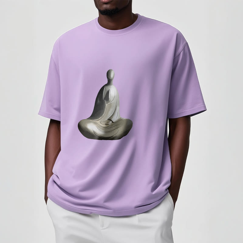 Nimara Ritual Gray Formless Buddha Pattern Cotton Tee T-shirt