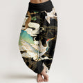 Nimara Ritual Cotton Flying Cranes Auspicious Clouds Tree women's Elastic Waist Harem Pants
