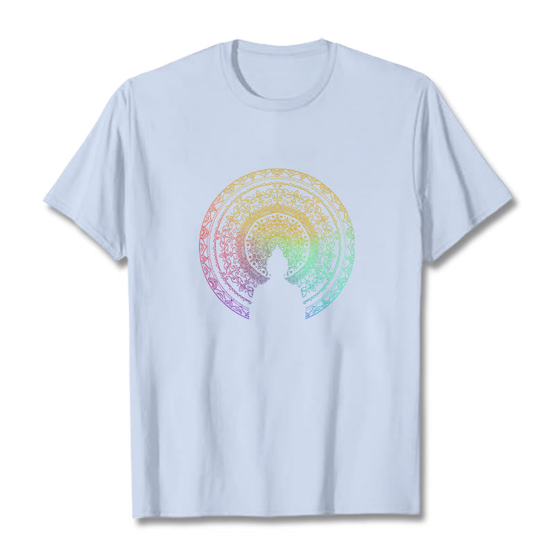 Nimara Ritual Colorful Gradient Mandala Buddha Cotton Tee T-shirt
