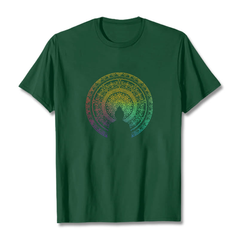 Nimara Ritual Colorful Gradient Mandala Buddha Cotton Tee T-shirt