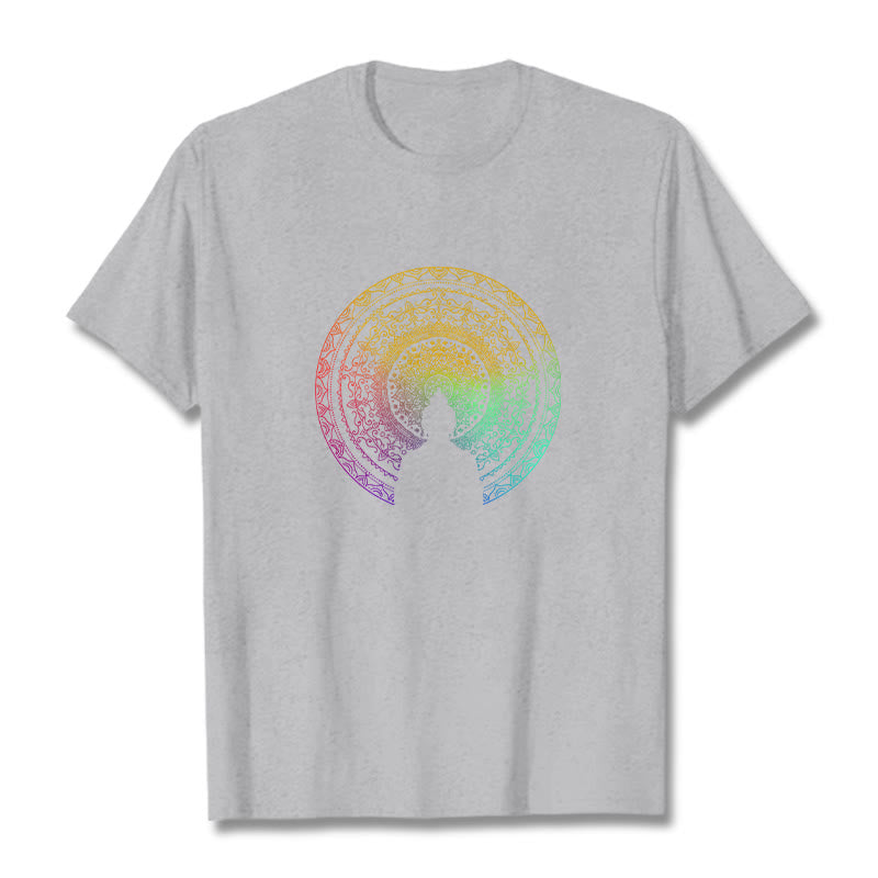 Nimara Ritual Colorful Gradient Mandala Buddha Cotton Tee T-shirt