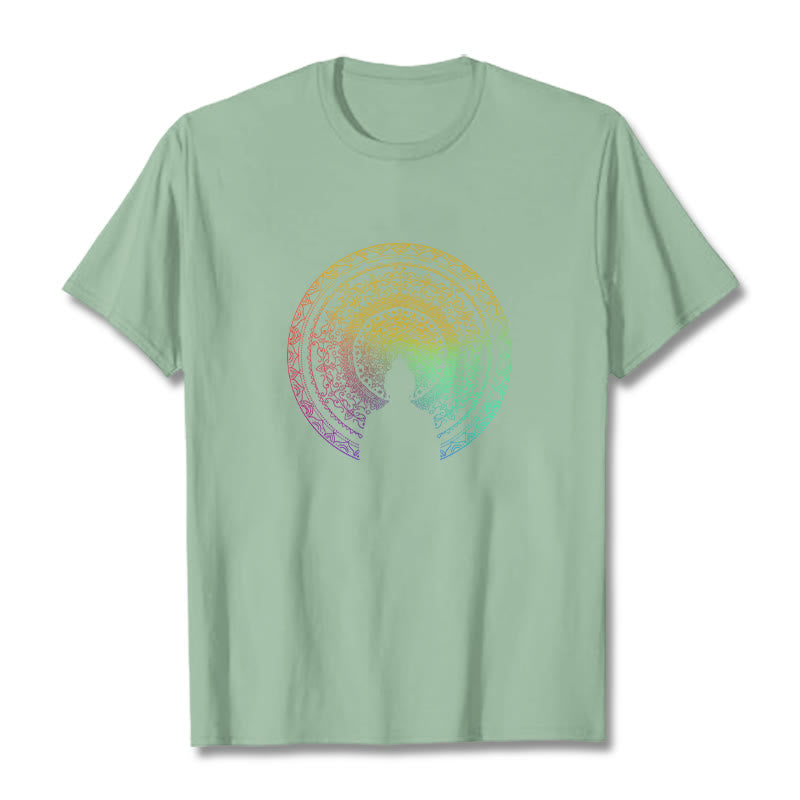 Nimara Ritual Colorful Gradient Mandala Buddha Cotton Tee T-shirt