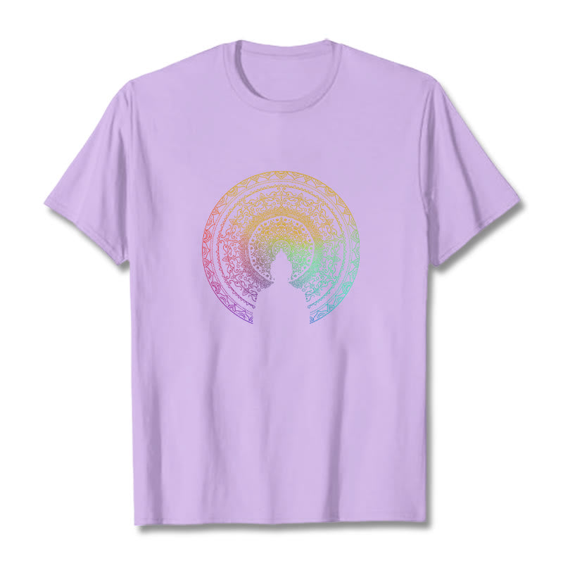 Nimara Ritual Colorful Gradient Mandala Buddha Cotton Tee T-shirt