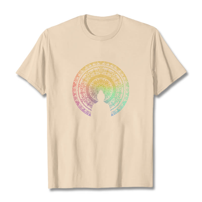 Nimara Ritual Colorful Gradient Mandala Buddha Cotton Tee T-shirt