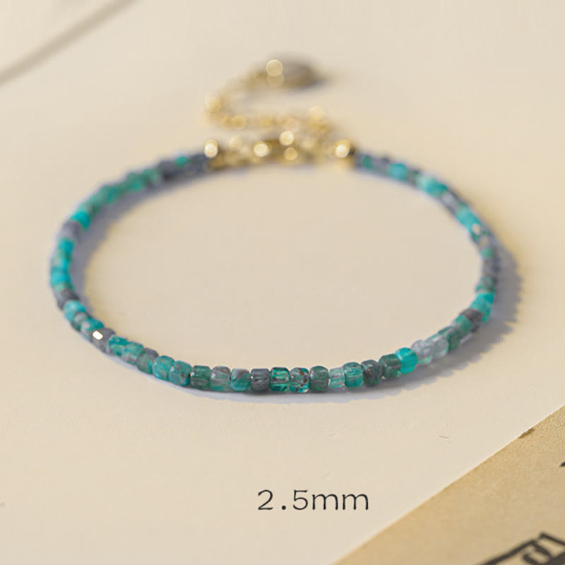 Nimara Ritual 2.5mm Apatite Ultra-thin Beads 14k Gold Plated Copper Heart Motivation Bracelet