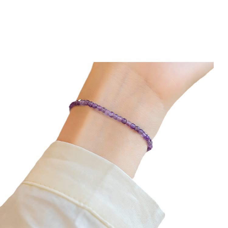 Nimara Ritual 2.5mm Natural Amethyst Ultra-thin Beads 14k Gold Plated Copper Inner Peace Bracelet