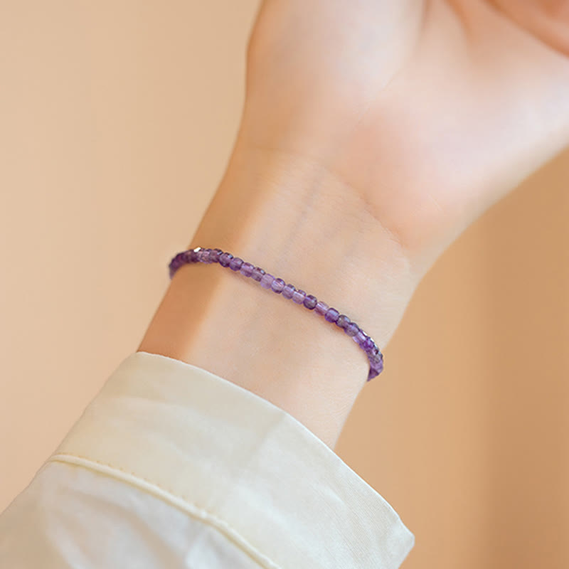 Nimara Ritual 2.5mm Natural Amethyst Ultra-thin Beads 14k Gold Plated Copper Inner Peace Bracelet
