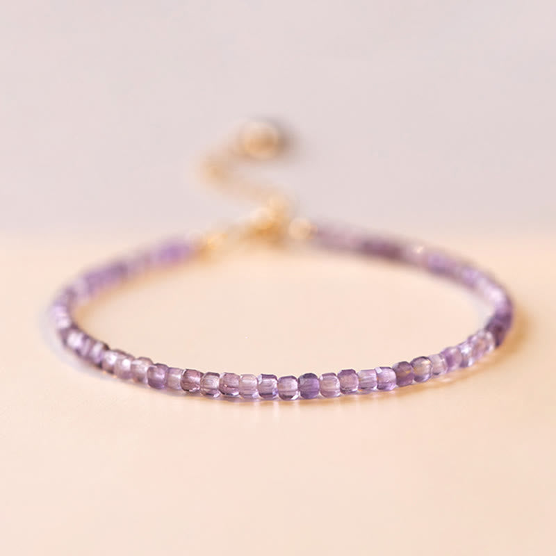 Nimara Ritual 2.5mm Natural Amethyst Ultra-thin Beads 14k Gold Plated Copper Inner Peace Bracelet