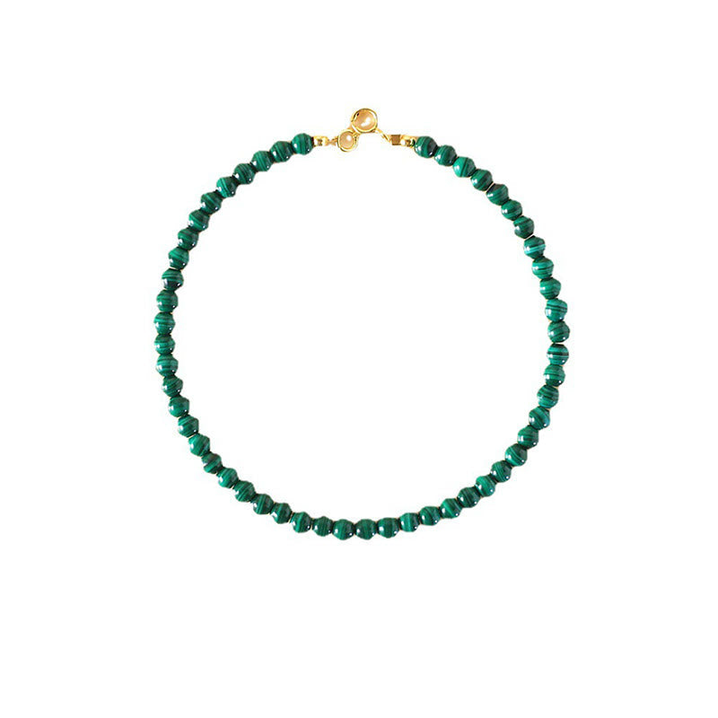 Nimara Ritual 4mm Natural Malachite Beads 14k Gold Plated Copper Anti-anxiety Bracelet